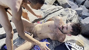 Fucking hard with Gabriel Paxecoxl on a naturist beach