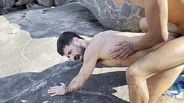Fucking hard with Gabriel Paxecoxl on a naturist beach