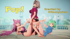 [R-18 Holoive MMD] Pop! - 沙●叉●ロ●、博●こ●り、潤●る●あ (Low Angle - Isekai - Skimpy Ver.)