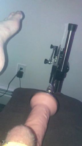 Fuck machine and a 10 inch dildo