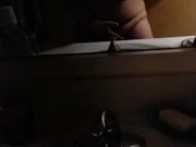 enby nympho jacks off in front of a bathroom mirror