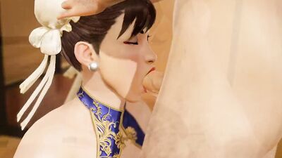 Chun-Li sucks you for free in Street Fighter l Hentai uncensored 3d animation