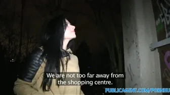 Sexy long haired babe fucks a stranger outdoors for cash