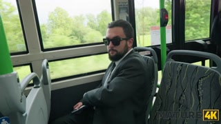 MATURE4K. I'm so wet and want to suck your cock in the bus