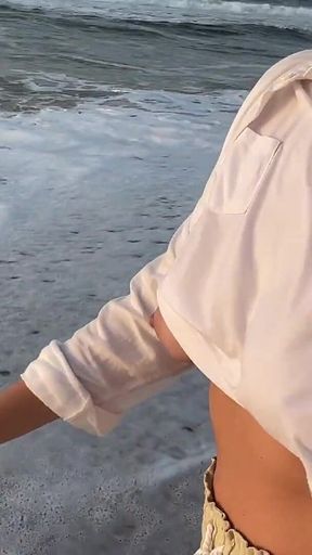 Blonde Amateur with Big Tits Is Walking Without a Bra