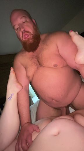 POV Part 2: After 5 Fingers, Big Bear Gives Piggy Rose His Fat Cock