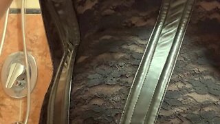 Leather-clad tease with butt plug and edging dirty talk