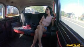 Raven-haired bimbo with small cans gets screwed in the car