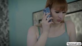 Busty Shemale cheats on her boyfriend in valentines day