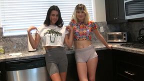 Gorgeous Jessie and Kylie team up for a Strip Pop A Shot game
