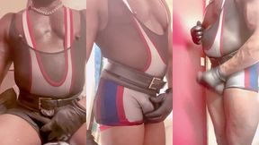 post gym self bbc loving solo cock and titplay