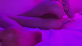 you lube me up and stick a huge dildo inside me under the neon moonlight - arina fox