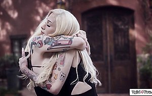 TS Gracie Jane and trans gf barebacks stepbrother in a 3some