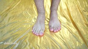 feet with condoms