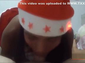 HD Christmas xmas porno deepthroat throatpie video from Thai teen Heather D