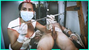 Latex Nurse DominaFire Sounds and Milks Segufix Bound Slave
