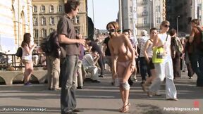 Huge tits Romanian humiliated in public