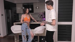 Hottest strip darts end in lost bet blowjob
