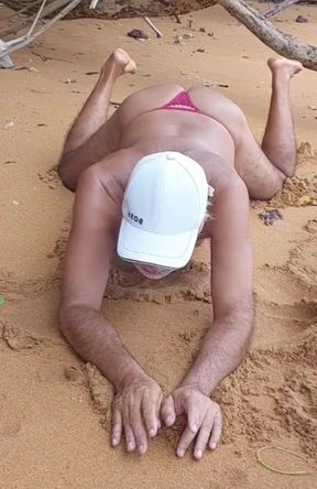 Ladysilva in panties on the beach