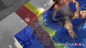 Sexy and kinky jock gets anal stretched bareback outdoors