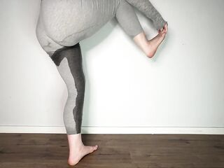 Grey Leggings Multiple Pee Stain Due to All Day Rewetting