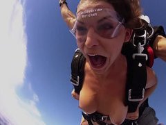 Two hot playmate babes naked skydiving