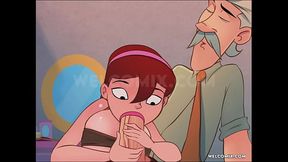 18 year old chubby teen &mdash;  doing a job for the old man!