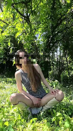 Teacher's masturbating and squirting in the park, lots of squirt went to the boots
