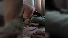 Step mom almost caught step son naked with low erection
