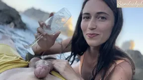 Latina teen swallows cum from big dick in public