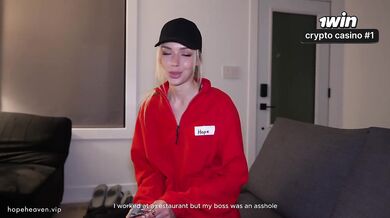 Pizza girl gets fucked for cash by pervert customer rough and deep