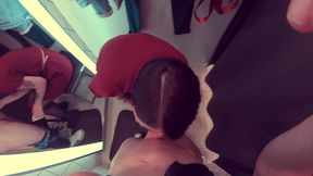 risky public blowjob at dressing room - amateur spooky boogie
