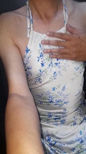 Crossdressing Cum Wearing Satin Halter Neck Dress