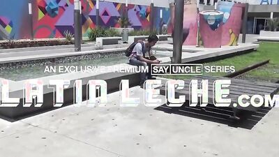 Inked twink bends his blond boyfriend over and pounds his ass