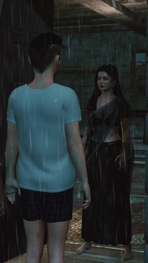 Sexy desi widow Meena fucked by her neighbor in the rain   Clip 1