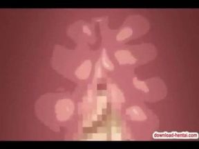 Cute hentai babe gets honey gangbanged