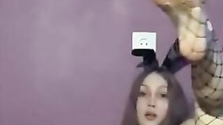 SashaSweet69 vape into a bunny suit and masturbate twat