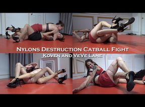 Nylons Destruction Leggy Catball: Koven and VeVe (Oct 2025)
