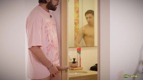 neighbor kinkcravings has no water i spy him showering at my place, get caught & fuck him bareback until creampie