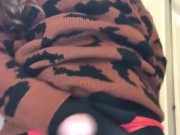 Tranny sissy in slave suit and sweater dress masurbates