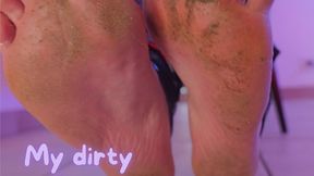 My dirty feet soiled with spit