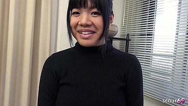 Petite Japanese Teen with big natural Tits First Time Blowbang and Bukkake Facial at uncensored JAV
