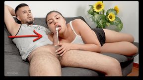 My Stepbro Had A Sudden Boner And I Milked His Testicles!