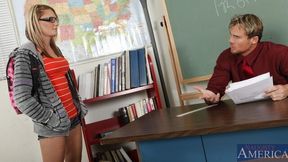 Classroom hardcore sex in the cowgirl pose with a slutty Jordan Denae