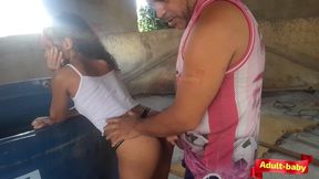 Picking up My Stepdad on the Terrace 100% Anal