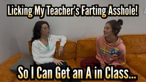Licking My Teacher's Farting Asshole so I can Pass her Class!