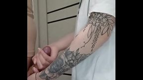 Stepmom's Pal Masturbates My Rod At A Bash