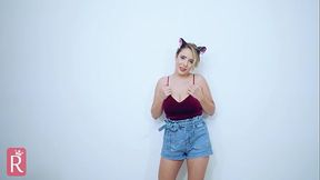 Blonde MILF Cosplay Kitten in Heat Solo Masturbation