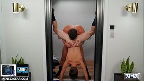 Stud (JJ Knight) Eats Out Twinks (Joey Mills) Tight Small Butt Pounds Him In An Elevator - Men - Follow and watch Joey Mills at www.men.com/joey