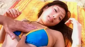 Rio Fujisaki Lovely Asian teen 18+ is fucked on the beach